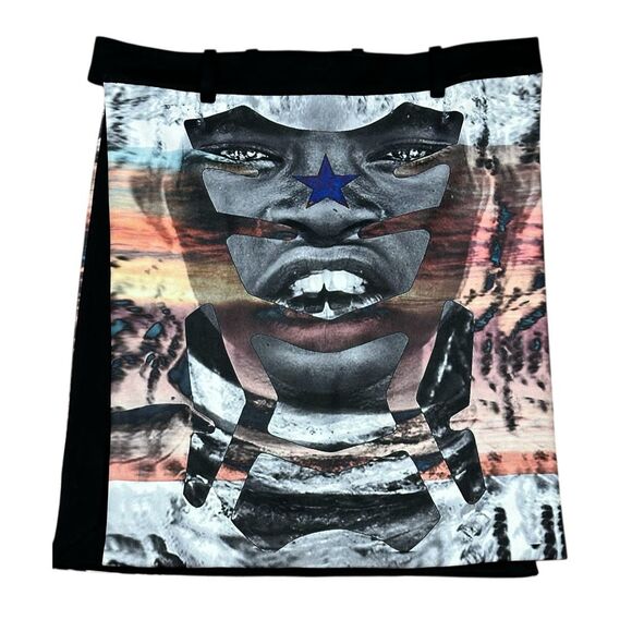 Givenchy Sunset Tribal Mask Racer Face Rottweiler Skirt NWT Size 46/US 30 - Picture 1 of 7